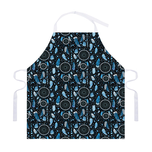 Blue Native Dream Catcher Pattern Print Adjustable Apron