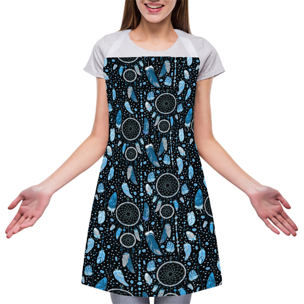 Blue Native Dream Catcher Pattern Print Adjustable Apron