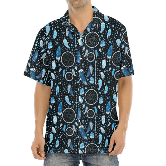 Blue Native Dream Catcher Pattern Print Aloha Shirt