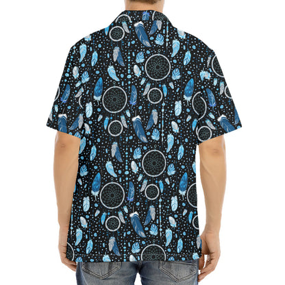 Blue Native Dream Catcher Pattern Print Aloha Shirt
