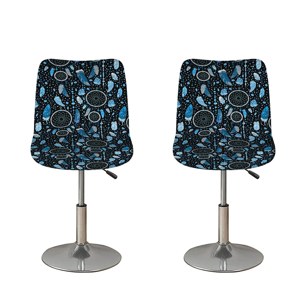 Blue Native Dream Catcher Pattern Print Bar Stool Covers
