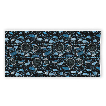 Blue Native Dream Catcher Pattern Print Beach Towel