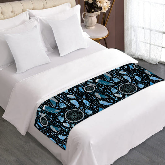 Blue Native Dream Catcher Pattern Print Bed Runner