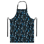 Blue Native Dream Catcher Pattern Print Bib Apron With Pocket