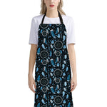Blue Native Dream Catcher Pattern Print Bib Apron With Pocket