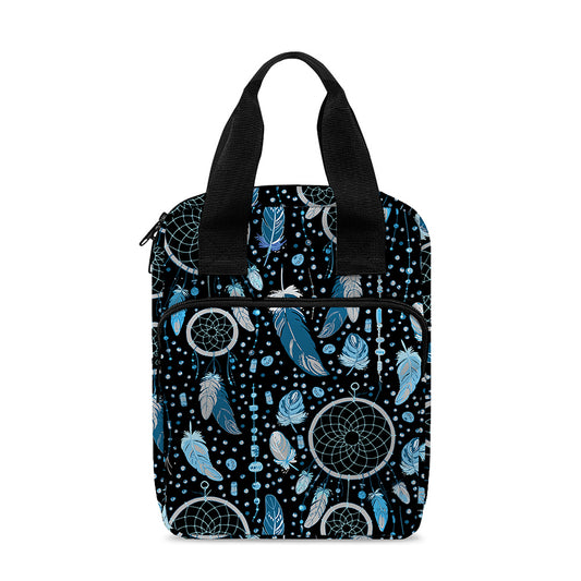 Blue Native Dream Catcher Pattern Print Bible Tote Bag