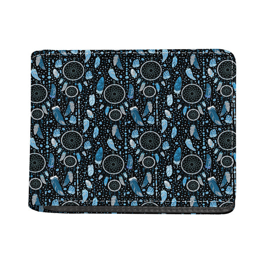 Blue Native Dream Catcher Pattern Print Bifold Wallet
