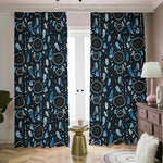 Blue Native Dream Catcher Pattern Print Blackout Pencil Pleat Curtains