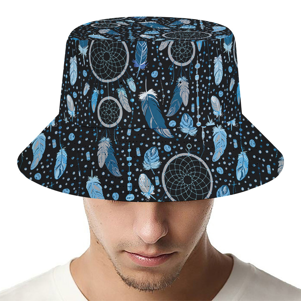 Blue Native Dream Catcher Pattern Print Bucket Hat