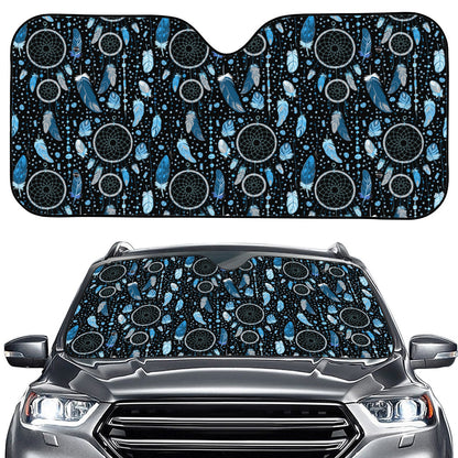 Blue Native Dream Catcher Pattern Print Car Windshield Sun Shade