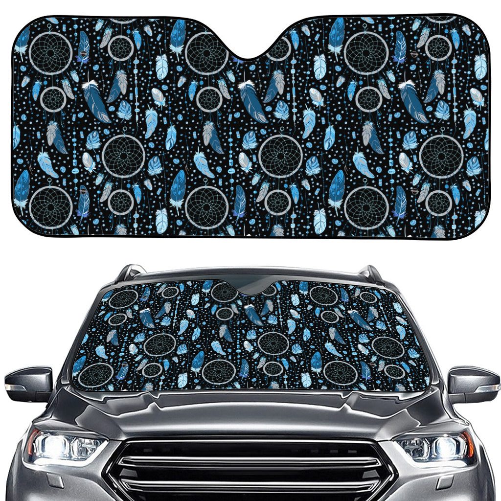 Blue Native Dream Catcher Pattern Print Car Windshield Sun Shade