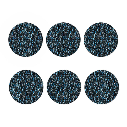 Blue Native Dream Catcher Pattern Print Coaster Set