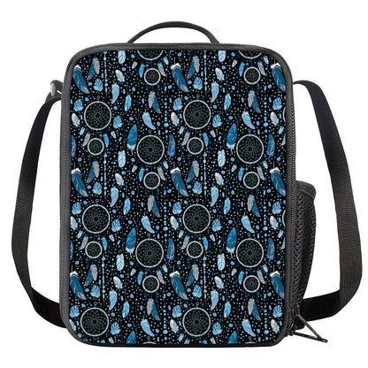 Blue Native Dream Catcher Pattern Print Crossbody Lunch Bag