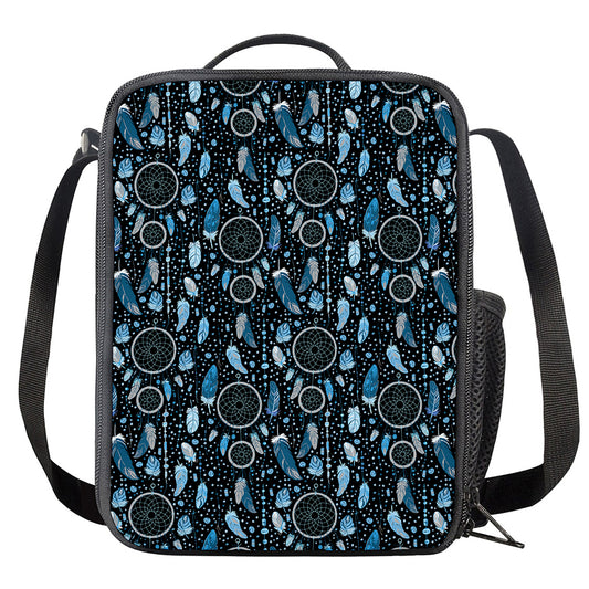 Blue Native Dream Catcher Pattern Print Crossbody Lunch Bag