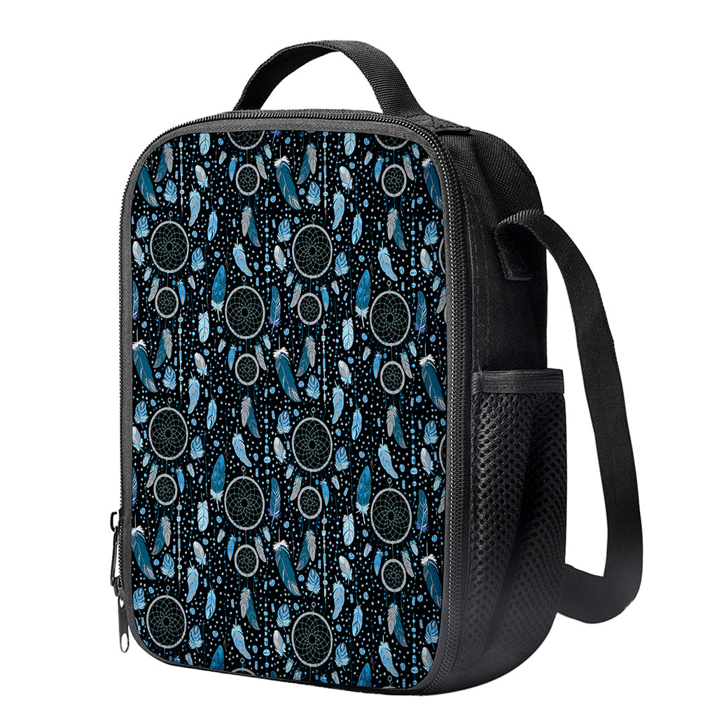 Blue Native Dream Catcher Pattern Print Crossbody Lunch Bag