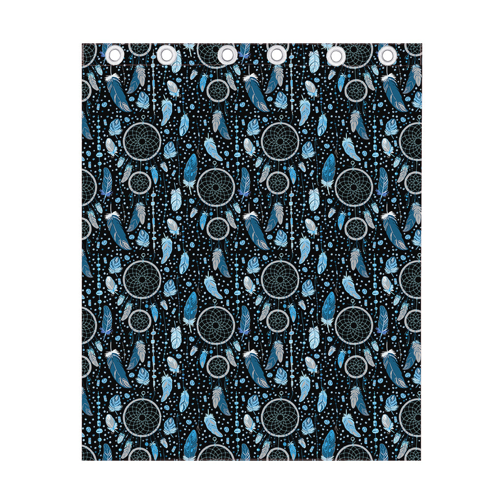 Blue Native Dream Catcher Pattern Print Curtain