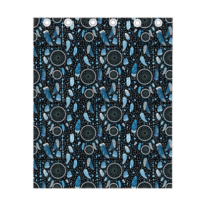 Blue Native Dream Catcher Pattern Print Curtain