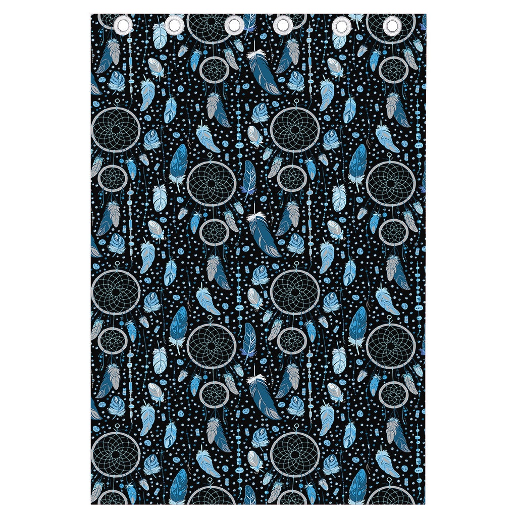 Blue Native Dream Catcher Pattern Print Curtain