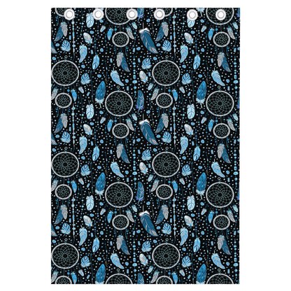 Blue Native Dream Catcher Pattern Print Curtain