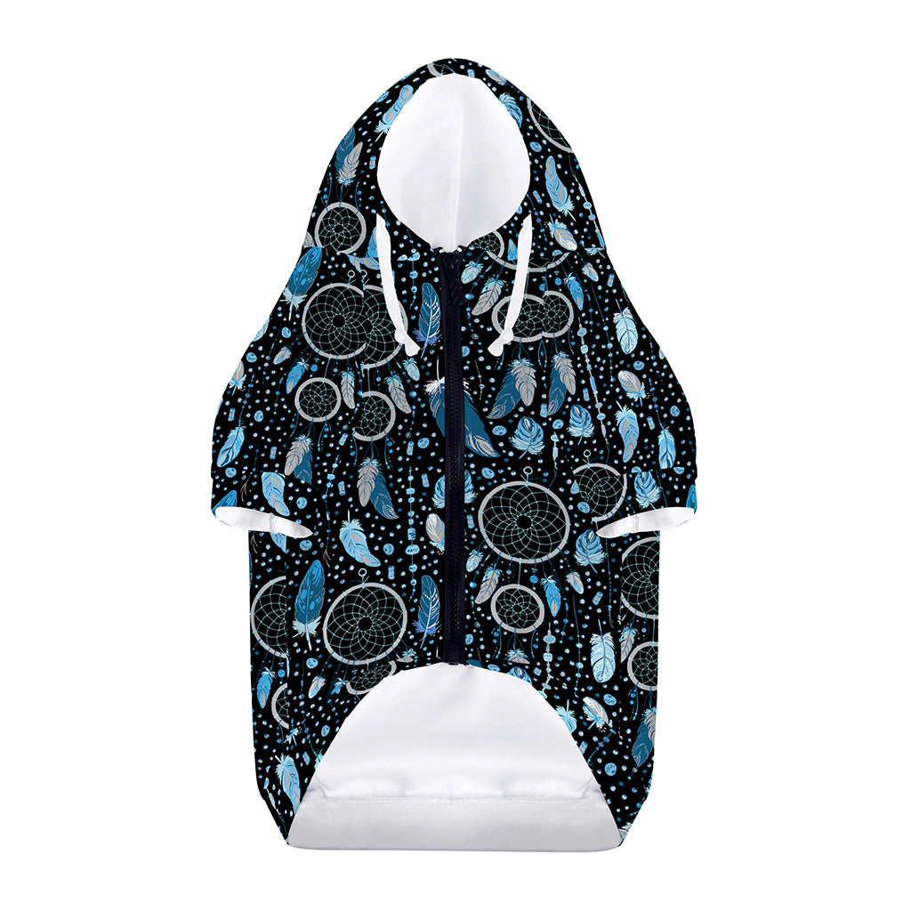 Blue Native Dream Catcher Pattern Print Dog Zip Up Hoodie
