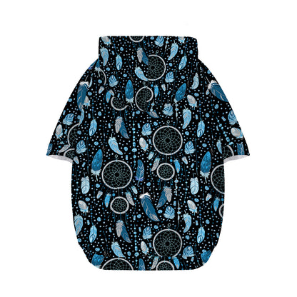 Blue Native Dream Catcher Pattern Print Dog Zip Up Hoodie