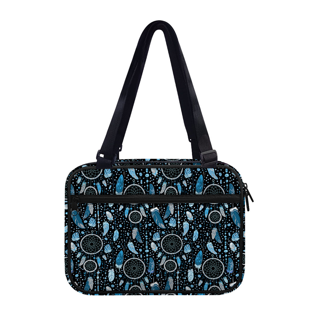 Blue Native Dream Catcher Pattern Print Double Strap Bible Bag