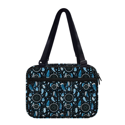 Blue Native Dream Catcher Pattern Print Double Strap Bible Bag