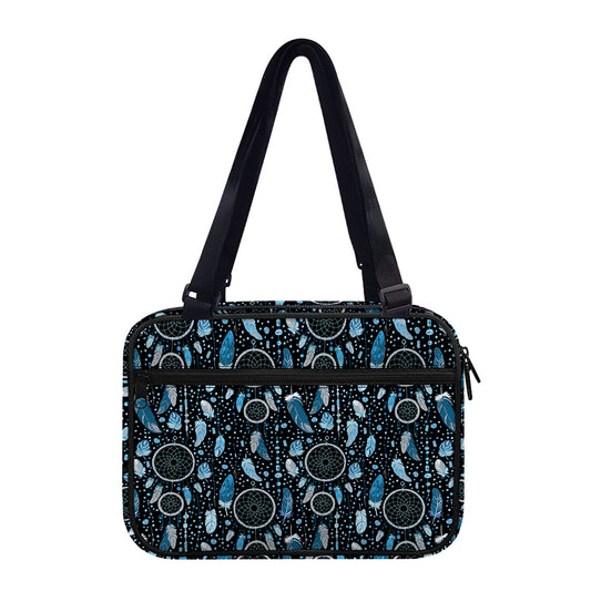Blue Native Dream Catcher Pattern Print Double Strap Bible Bag