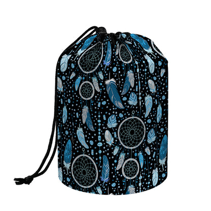 Blue Native Dream Catcher Pattern Print Drawstring Makeup Bag