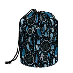 Blue Native Dream Catcher Pattern Print Drawstring Makeup Bag