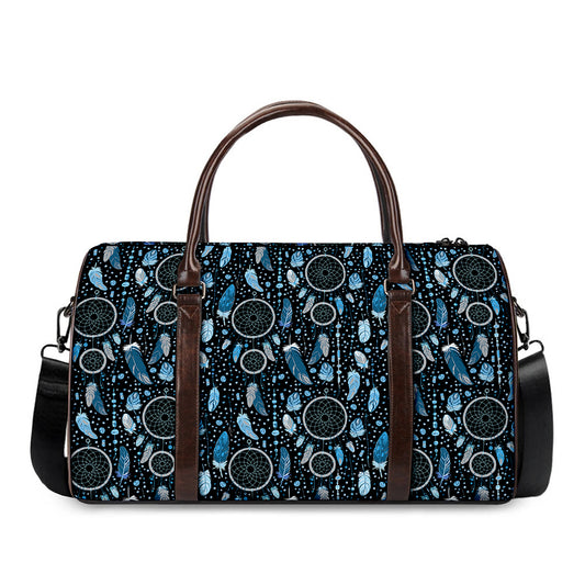 Blue Native Dream Catcher Pattern Print Duffle Bag