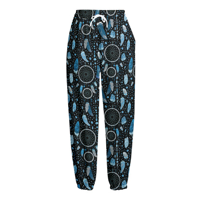 Blue Native Dream Catcher Pattern Print Fleece Lined Knit Pants