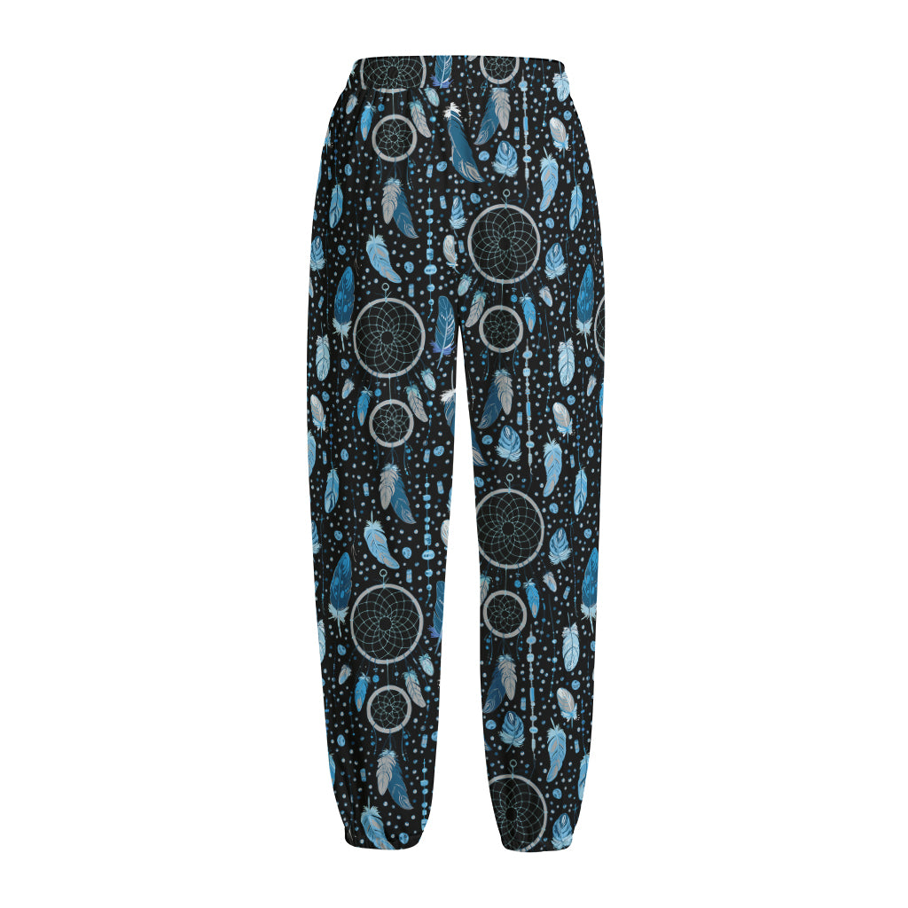 Blue Native Dream Catcher Pattern Print Fleece Lined Knit Pants