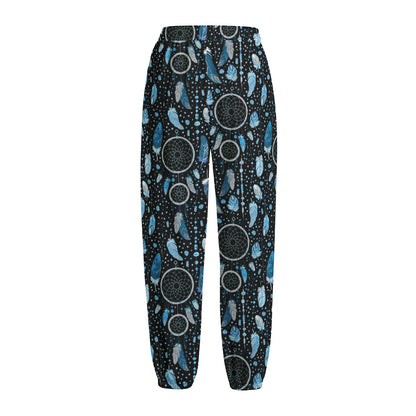 Blue Native Dream Catcher Pattern Print Fleece Lined Knit Pants