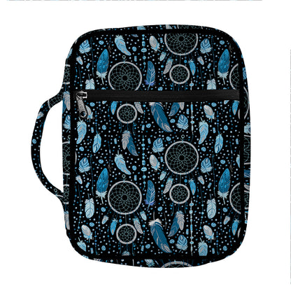 Blue Native Dream Catcher Pattern Print Front Pocket Bible Bag