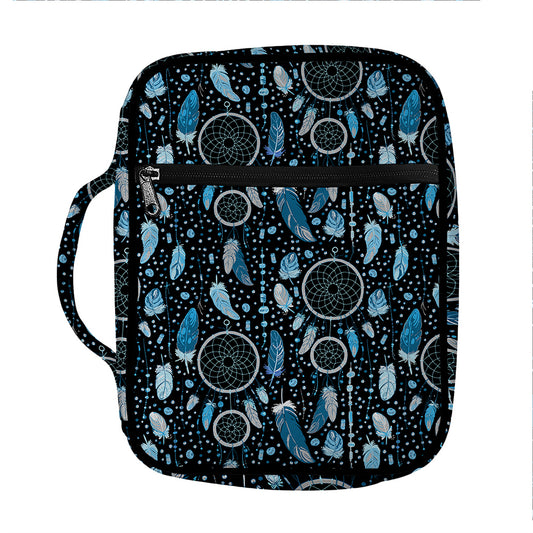 Blue Native Dream Catcher Pattern Print Front Pocket Bible Bag
