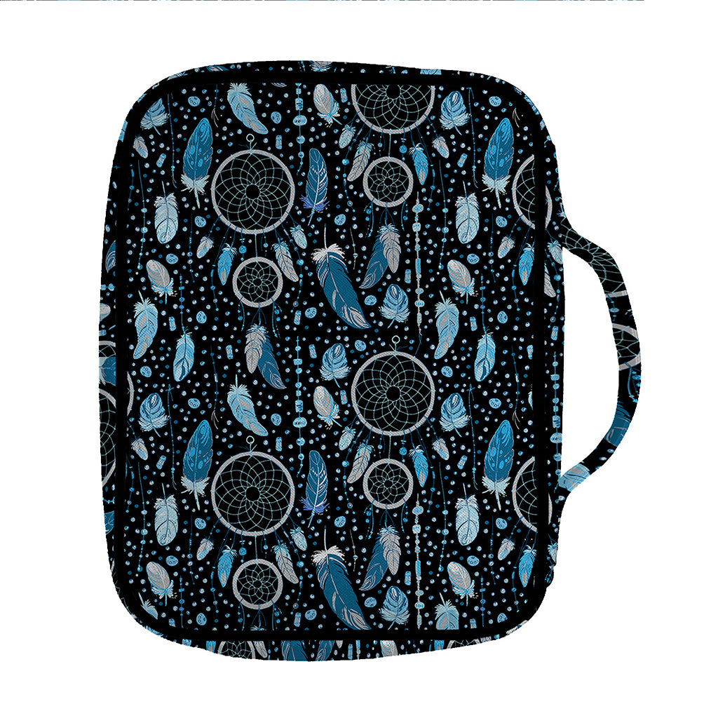 Blue Native Dream Catcher Pattern Print Front Pocket Bible Bag