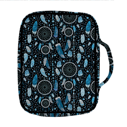Blue Native Dream Catcher Pattern Print Front Pocket Bible Bag