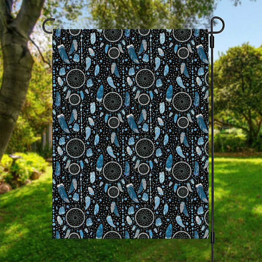 Blue Native Dream Catcher Pattern Print Garden Flag