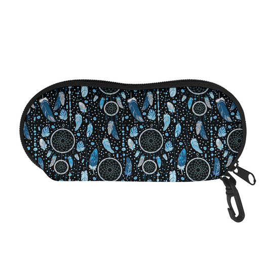 Blue Native Dream Catcher Pattern Print Glasses Case