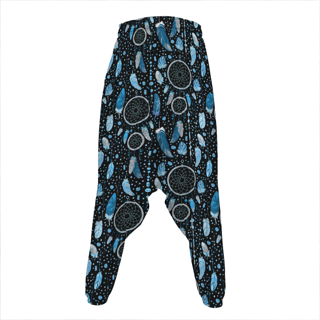 Blue Native Dream Catcher Pattern Print Hammer Pants