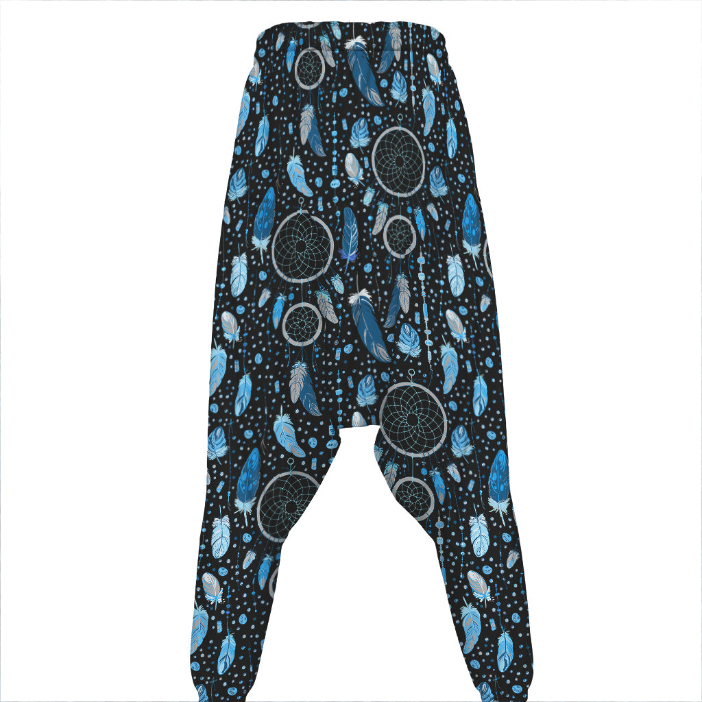 Blue Native Dream Catcher Pattern Print Hammer Pants