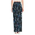 Blue Native Dream Catcher Pattern Print High Slit Maxi Skirt