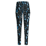 Blue Native Dream Catcher Pattern Print High-Waisted Pocket Leggings