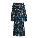 Blue Native Dream Catcher Pattern Print Hooded Bathrobe
