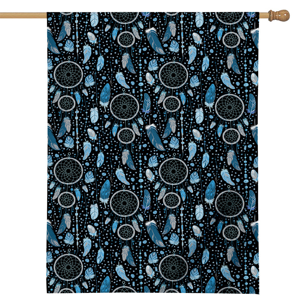 Blue Native Dream Catcher Pattern Print House Flag