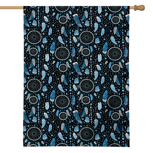 Blue Native Dream Catcher Pattern Print House Flag