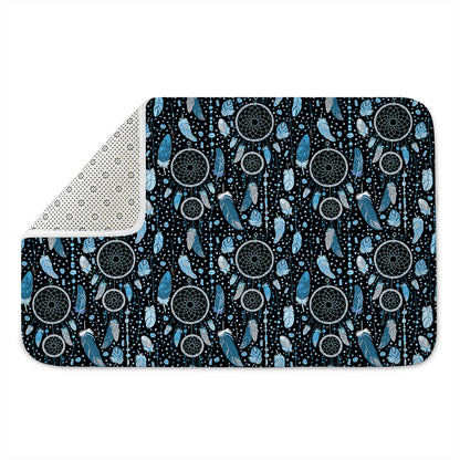 Blue Native Dream Catcher Pattern Print Indoor Door Mat