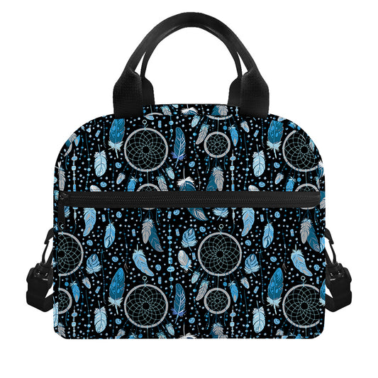 Blue Native Dream Catcher Pattern Print Insulated Lunch Bag