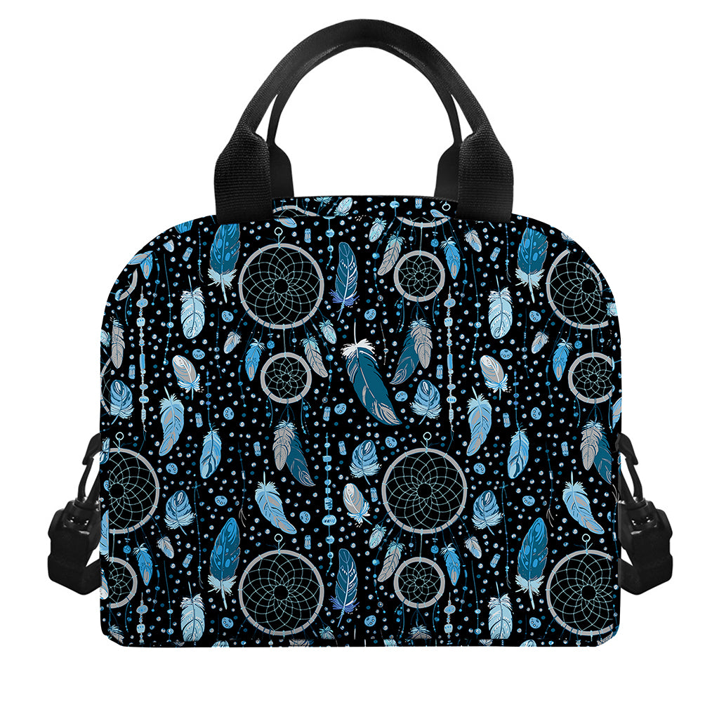 Blue Native Dream Catcher Pattern Print Insulated Lunch Bag